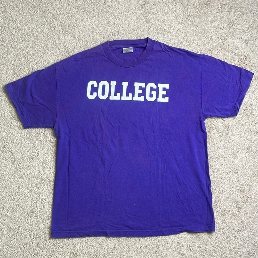 TCE “COLLEGE” Purple and White Short Sleeve Tee